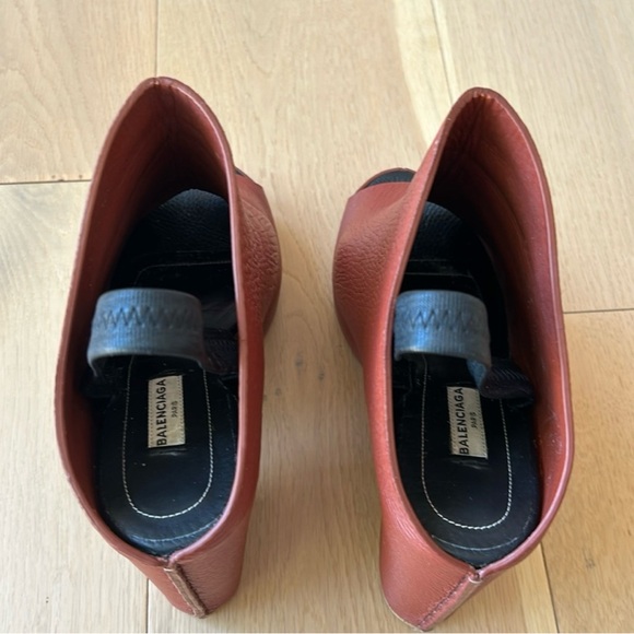 Balenciaga Brown Leather Slingback Platform Heels - Picture 4 of 14